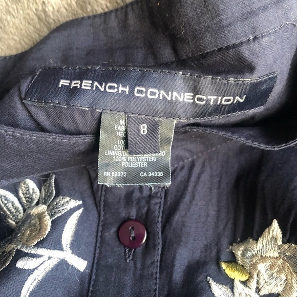 𝅺FRENCH connection blue embroidered floral dress bathing suit cover size 8‎ - Picture 8 of 15